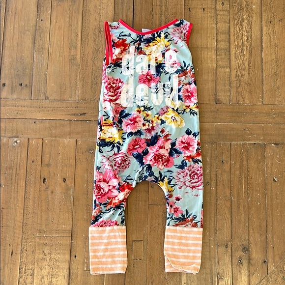 Henry + Claire dare devil floral sleeveless handmade long romper - Picture 1 of 6